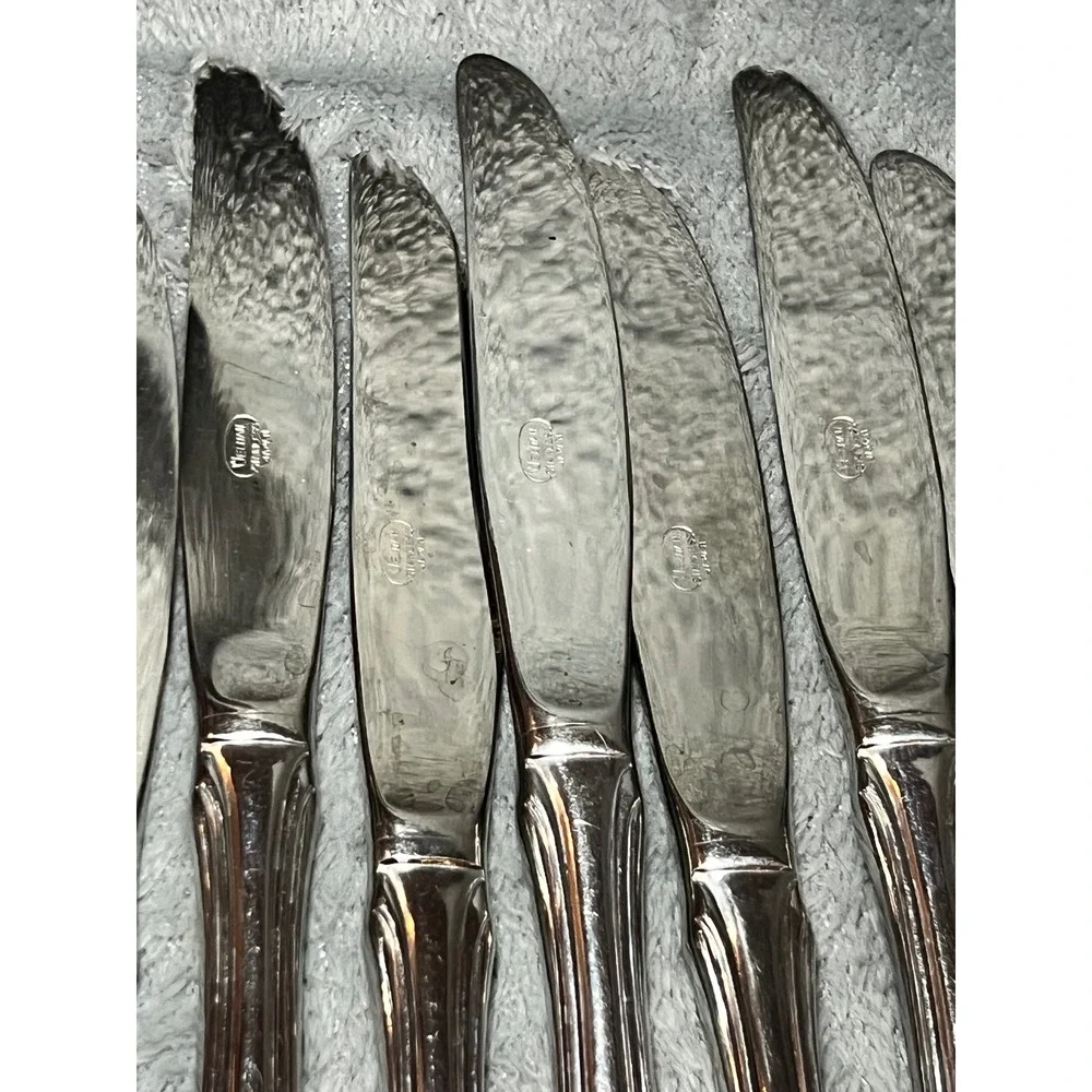 Eldan Japan Rococo Dinner Knives Set of‎ 8 Ornate Stainless Flatware VTG